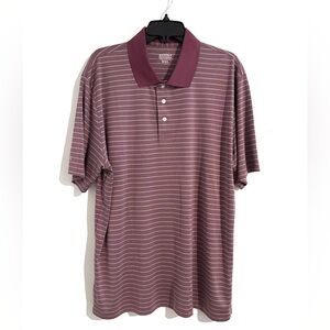 Brooks Brothers Knit Polo Shirt Men's Sz XXL Burgundy Gray Striped Short Sleeve